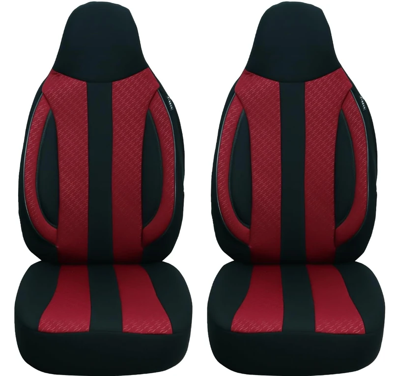 Seat Covers for Car Seats Compatible with VW T6 Transporter 2015 Driver and Passenger Seat Protector Seat Cover FB:MD505 (Black/Bordeaux)
