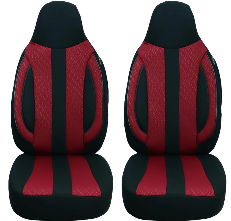 BREMER SITZBEZÜGE Seat Covers for Car Seats Compatible with VW T5 Transporter 2003 Driver and Passenger Seat Protector Seat Cover FB:MD505 (Black/Bordeaux)