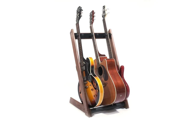 Ruach GR-3 Customisable 3 Way Multi Guitar Rack and Holder for Guitars and Cases - Walnut