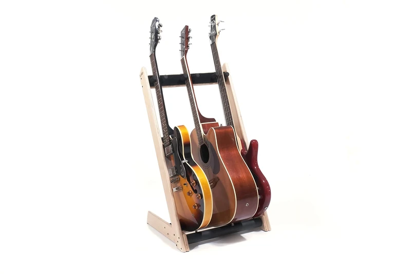 Ruach GR-3 Customisable 3 Way Multi Guitar Rack and Holder for Guitars and Cases - Birch
