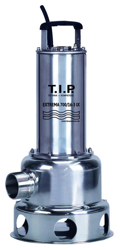 T.I.P. Extrema 700/16-3 IX 30275 Dirty Water Submersible Pump,3-Phase Engine,400V Power,42000l/h Flow Rate,for Continuous Operation Upto 50°C Liquid Temperature,4min at Upto 95°C Liquid Temperature