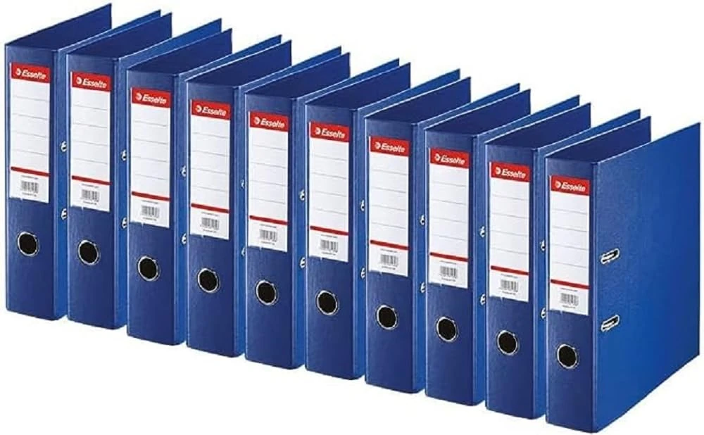Esselte Standard, Pack of 10 Lever Arch Files, Blue, 75 mm Spine, A4, PP, 320210