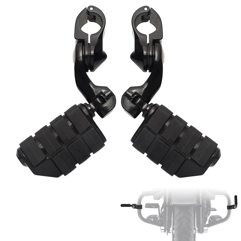 LTMOTO 1.25" Highway pegs,Motorcycle Short Angled Adjustable Highway Footpegs for Harley Davidson Touring Road King Road Glide Street Glide Electra Glide Softail Sportster with 1 1/4" Highway Bar