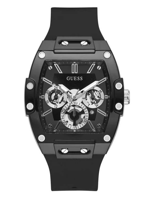 GUESS Watches Phoenix Gents Black Tone Leather Strap Watch GW0203G3 - Image 1
