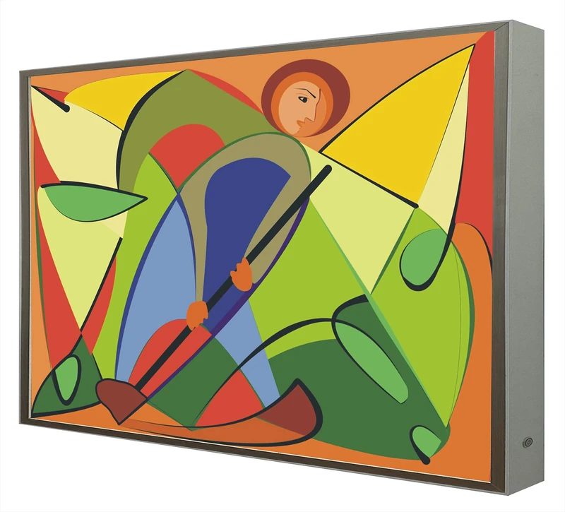 CCRETROILUMINADOS Picture with Wooden Frame Lacquered in White Backlit Abstract Art