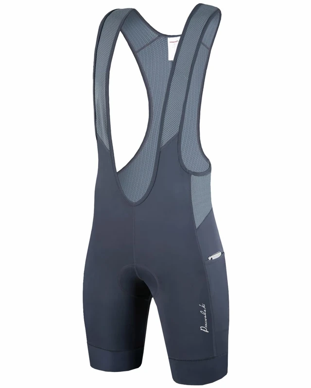 Przewalski Men's Cycling Bike Bib Short with Phone Pockets,4D Padded Breathable Biking Bicycle Bib Tights, Gray with Pockets, X-Large
