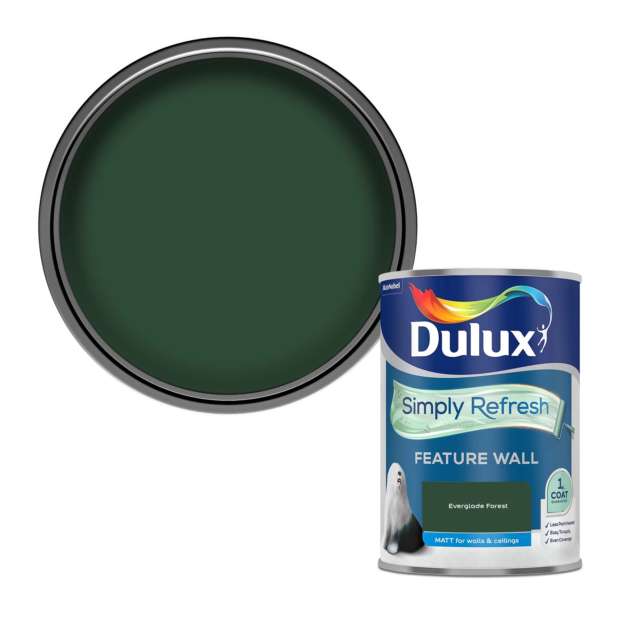 Dulux Simply Refresh Feature Wall Matt Emulsion Paint - Everglade Forest - 1.25 litres 5569250