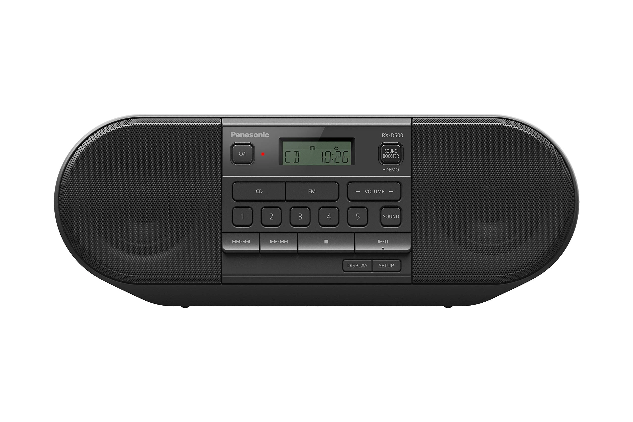 Panasonic RX-D500 Powerful & Portable CD Radio with Sound Booster, FM, 20W - Black
