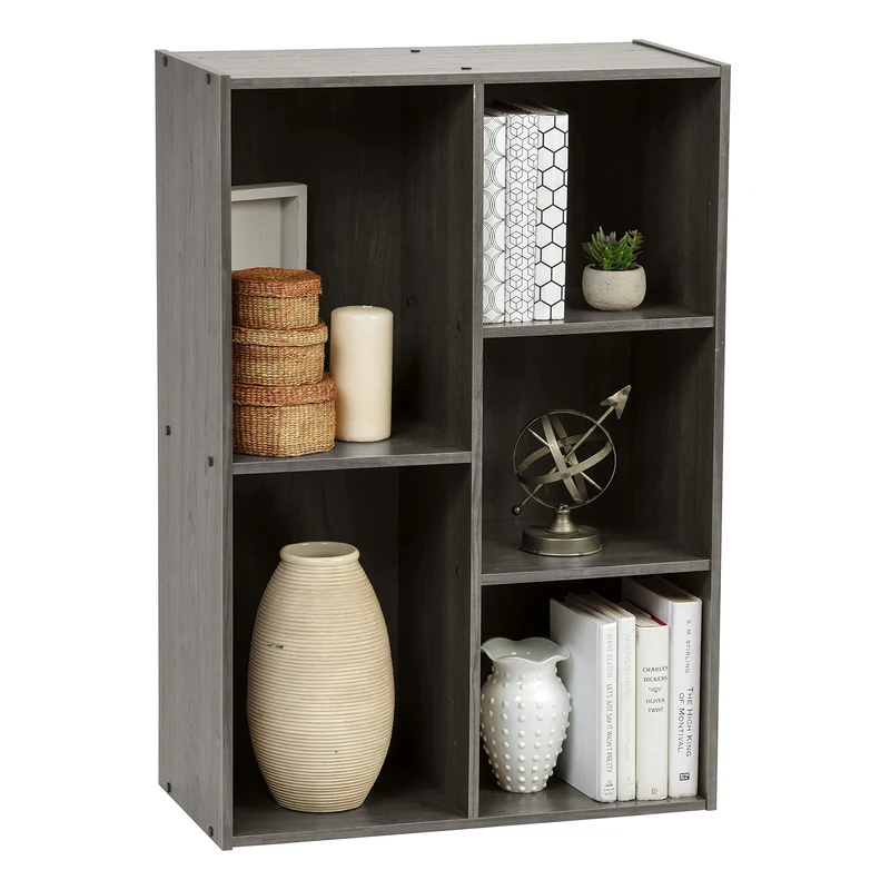 Iris Ohyama Wooden Storage Shelf,Cabinet Cube, Bookcase, Storage cabinet, Open cabinet, Easy assembly, Modular, Design, Office, Living Room,Bedroom, 29x60x88, CX-23C, Gray Oak