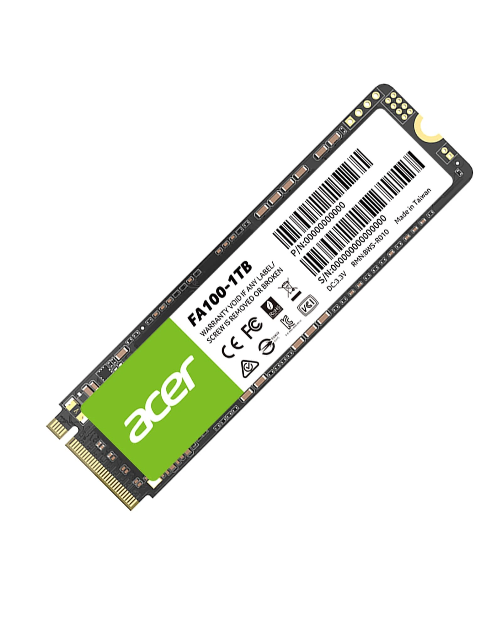 acer FA100 M.2 2280 SSD 1TB: PCIe 3.0 NVMe with HMB & SLC Cache, Up to 3500 MB/s Read Speed, PC Internal Solid State Drive for Laptop & Desktop Upgrade