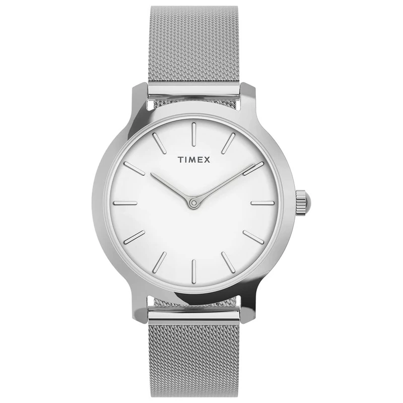Timex Women's Transcend 31 mm Watch - Stainless Steel Mesh Bracelet and White Dial TW2U86700