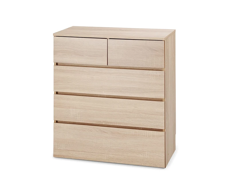 Iris Ohyama, Dresser/Chest of Drawers/Wooden Chest of Drawers/Dresser with 5 Drawers Runner, Easy Assembly, Modern Design, Office, Living Room, Bedroom - Wooden Chest - WCH-790 - Natural - Image 1