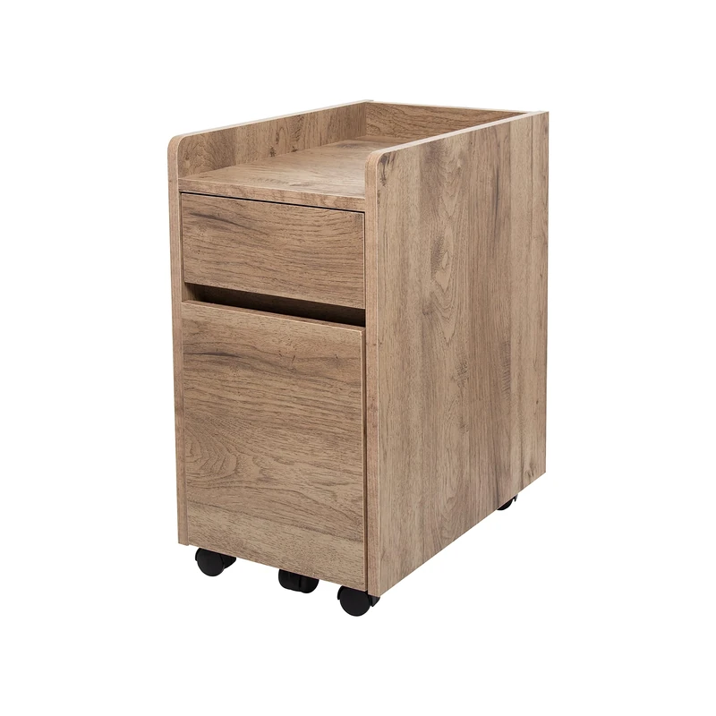 Iris Ohyama, Cabinet with Locking Wheels/Drawer Rolling Wood File/Desk with shelves and wheels/Desk Cabinet, Design & Modern, Office, Studyroom - Chest of Drawer - FDK-3059 - Ash brown