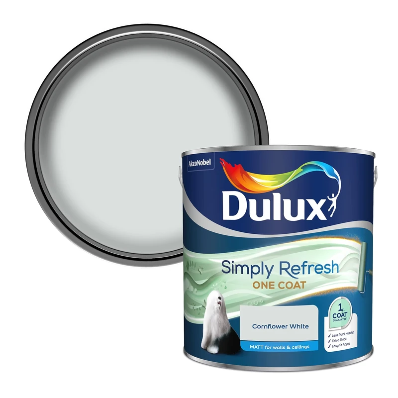 Dulux Simply Refresh Matt Emulsion Paint - Cornflower White - 2.5L 5382898