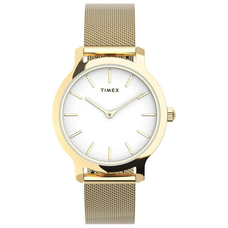 Timex Women's Transcend 31 mm Watch - Gold-Tone Stainless Steel Mesh Bracelet and White Dial TW2U86800