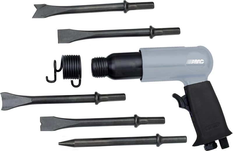 ABAC G-475 Chisel Hammer - Plastic Case with Accessories (5 Chisels 175 mm + Retaining Spring + Mini Oiler + Plastic Bottle) - 4500 Strokes per Minute