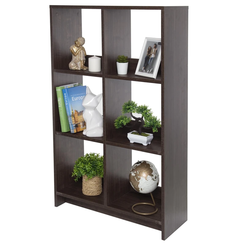Iris Ohyama,Wooden Open Shelf, 6 Cube storage unit, Organiser, Modern design, Living room, Bedroom, Study room,WOS-6 - Brown