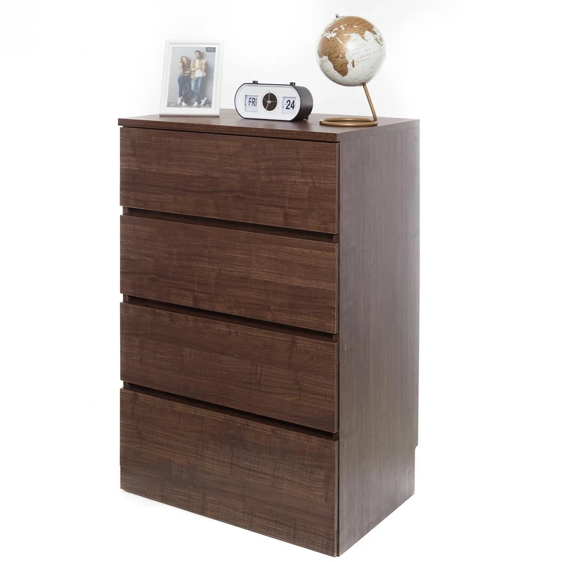 Iris Ohyama, Dresser/Chest of Drawers/Wooden Chest of Drawers/Dresser with 4 Drawers Runner, Easy Assembly, Modern Design, Office, Living Room, Bedroom - Wooden Chest - WCH-590 - Brown
