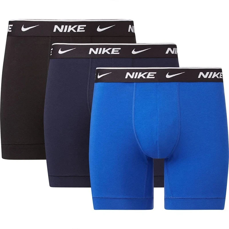 Nike Men's Everyday Cotton Stretch Boxer Briefs 3Pk, Obsidian/Game Royal/Black, M
