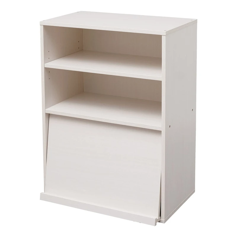 Iris Ohyama, Cabinet with 2 shelve & folding doors/Wooden Cabinet/Flap rack/Storage Cabinet, Adjustable shelf height 3.2 cm, Office, Living Room - Flap Rack - CHR-1 - White Oak