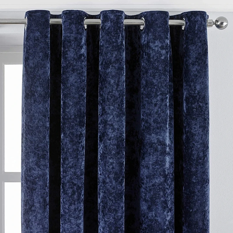Paoletti Verona Ringtop Eyelet Curtains, Navy, 229 x 183cm