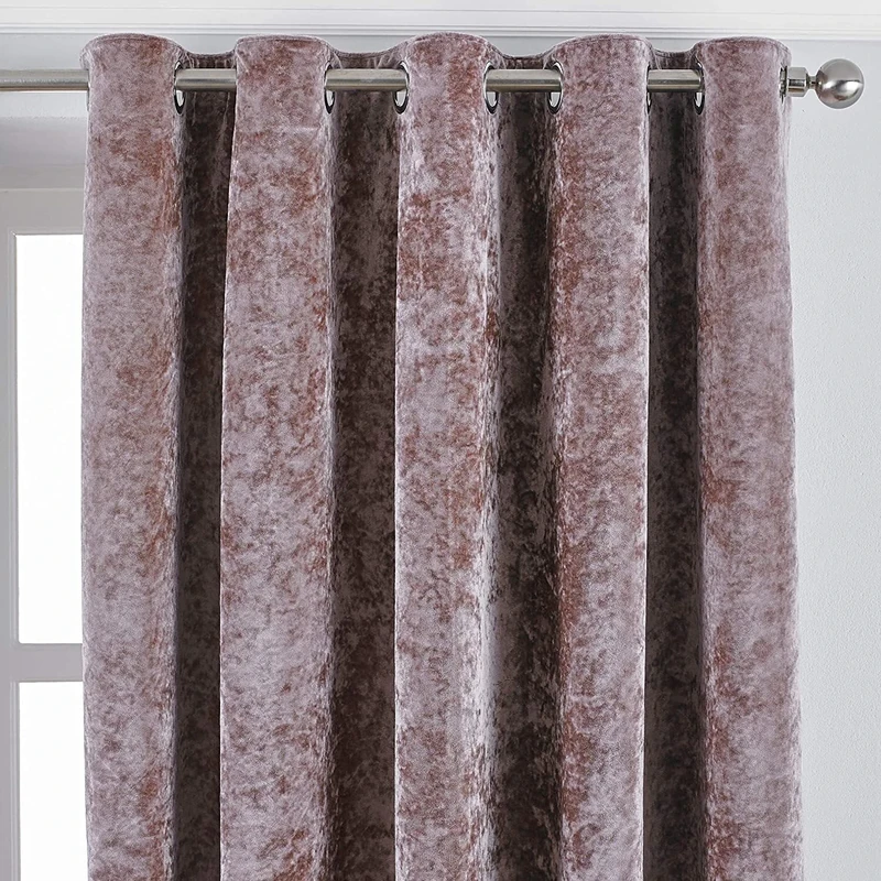 Paoletti Verona Ringtop Eyelet Curtains, Blush, 168 x 183cm