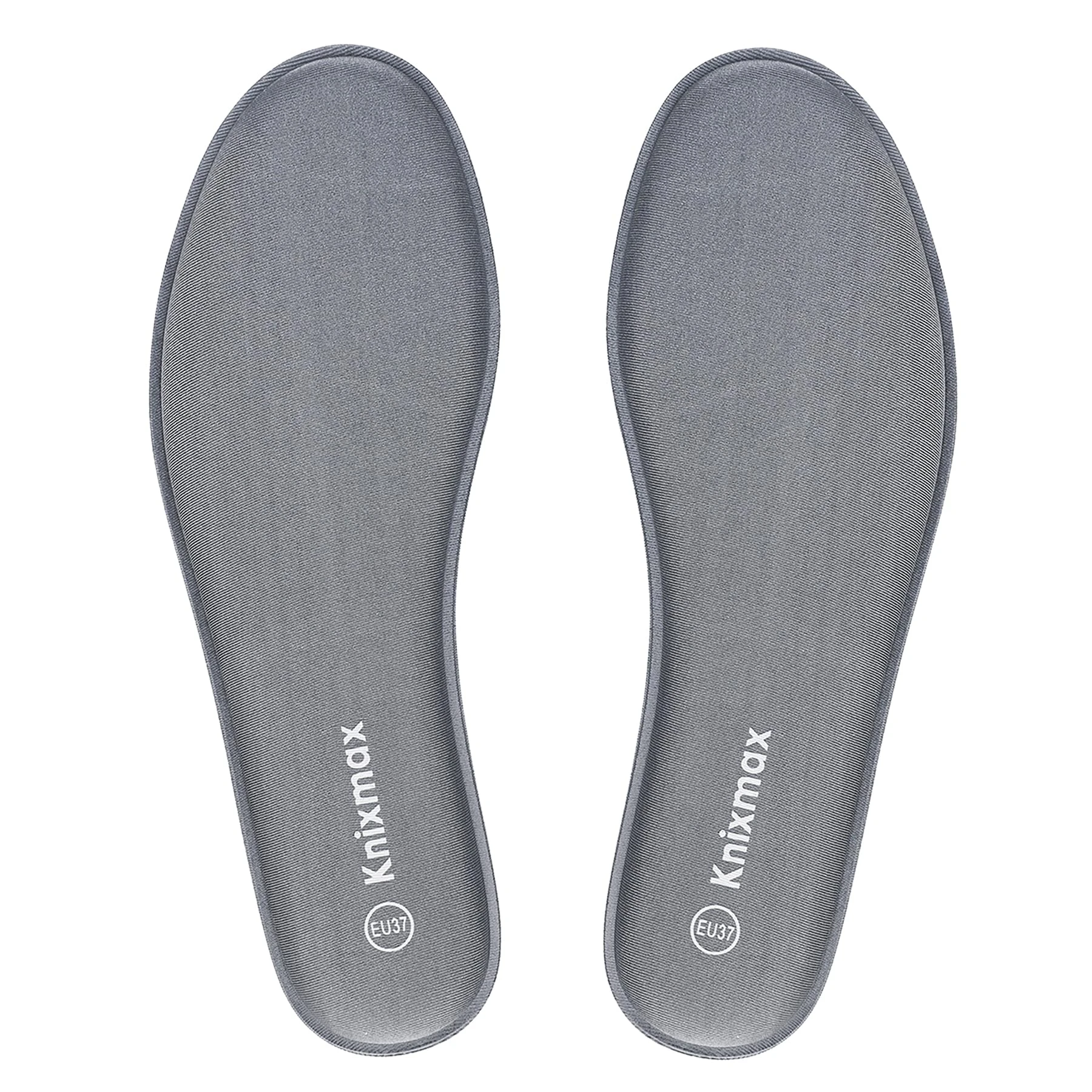 Knixmax Memory Foam Insoles with Soft Foam - Breathable Inner Soles Cushioned Shoe Inserts Replacement Innersoles for Running Shoes, Sneakers, Sports Shoes Grey 3UK - 36EU