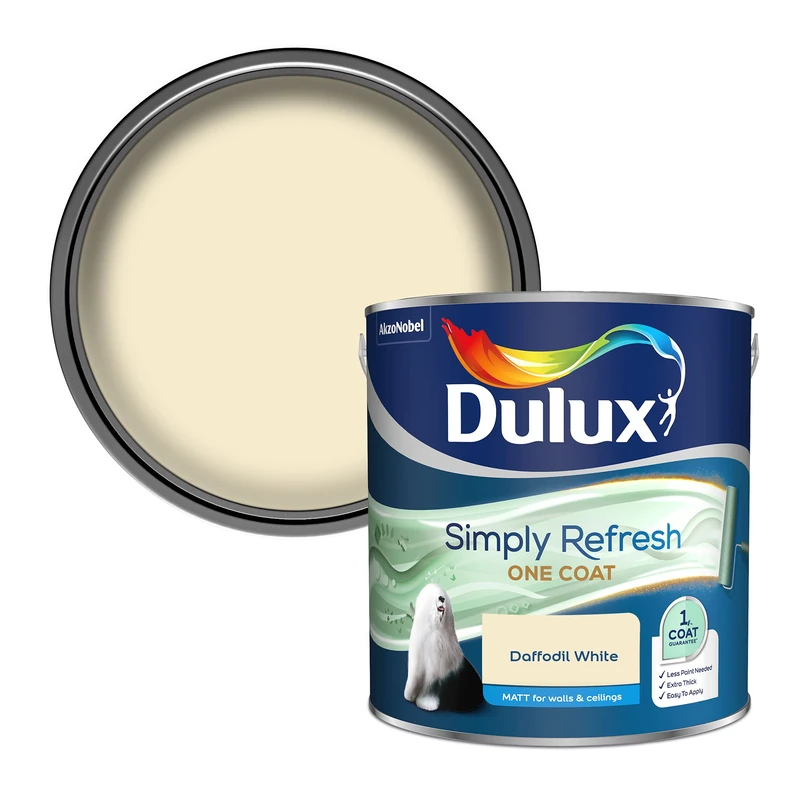 Dulux 5382904 Simply Refresh Matt Emulsion Paint, Daffodil White, 2.5 L