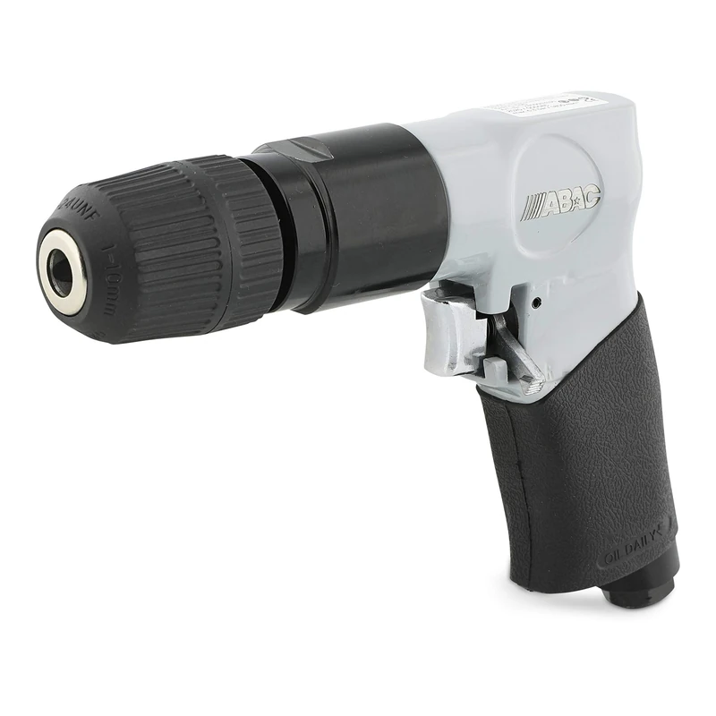 ABAC G-190 Compressed Air Drill - Plastic Case with Accessories (Drill + Screwdriver Bits + Plastic Bottle + Keyless Chuck - Image 1