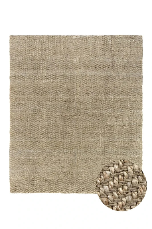 HAMID Jute Alcazar Rug - 100% Natural Jute Fibre - Soft, Durable, Easy to Clean - Rectangular, Natural, 250 x 200 cm