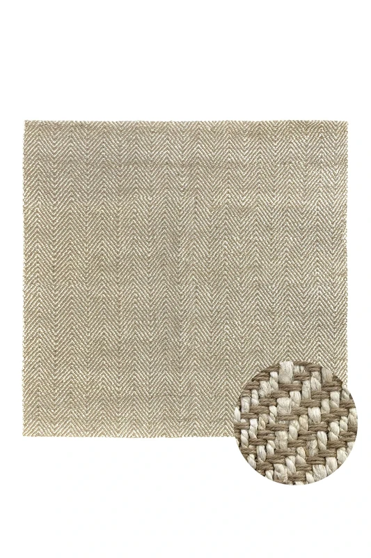 HAMID - Natural Jute Rug, Alcazar Jute Rug, 100% Natural Jute Fibre, Soft Carpet, Hand Woven – Living Room, Bedroom, Hallway Rug – (White, 200 x 200 cm)