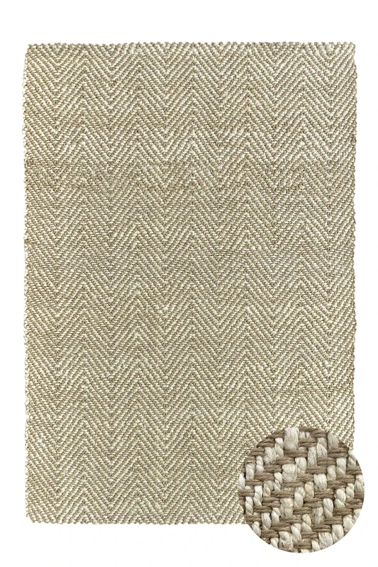 HAMID Alcazar Jute Rug, 100% Natural Fibre, Braided, White, 170 x 120 cm