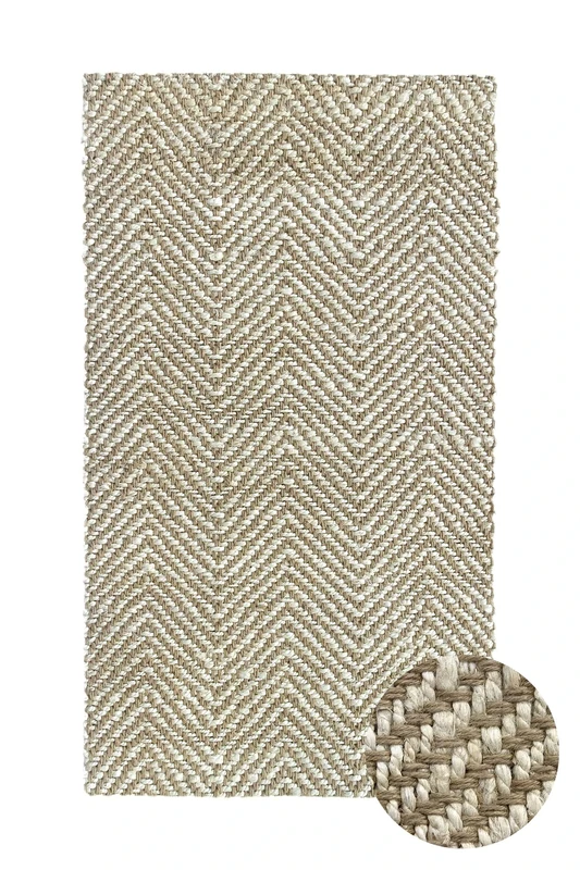 HAMID Jute Rug, Alcazar Rug, 100% Natural Jute Fibre, Soft Rug and High Strength, Hand Woven, Living Room, Dining Room, Bedroom, Hallway Rug - (White, 150 x 80 cm)