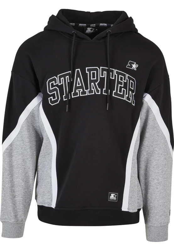 Starter Black Label Men's Starter Throwback Hoody Hooded Sweatshirt, black/heathergrey, M
