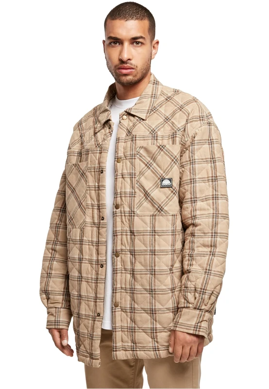 Southpole Men's Flannel Quilted Shirt Jacket Jacket, warmsand, XXL