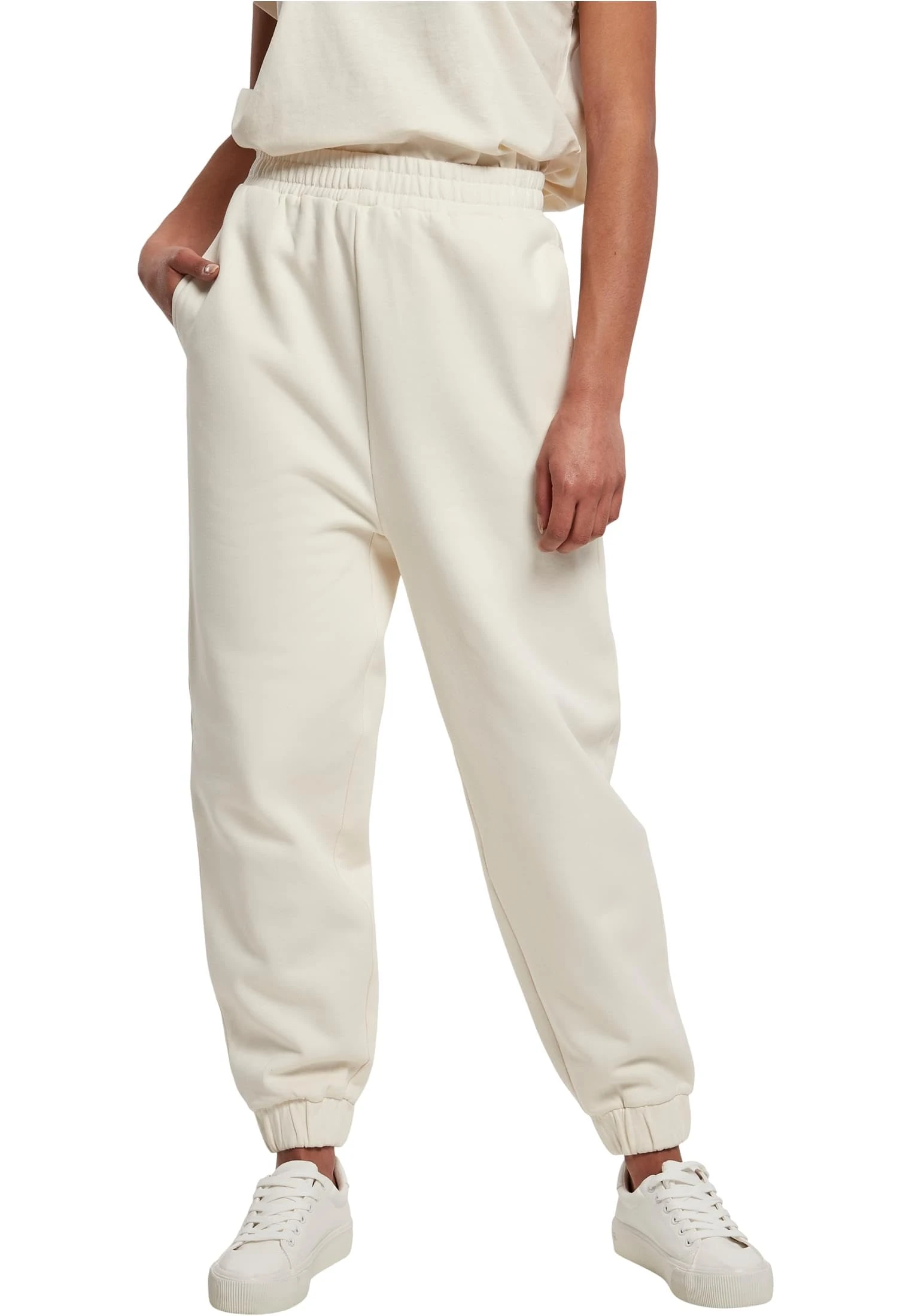 Urban Classics Women's Ladies Organic High Waist Ballon Sweat Pants Sweatpants, whitesand, XS