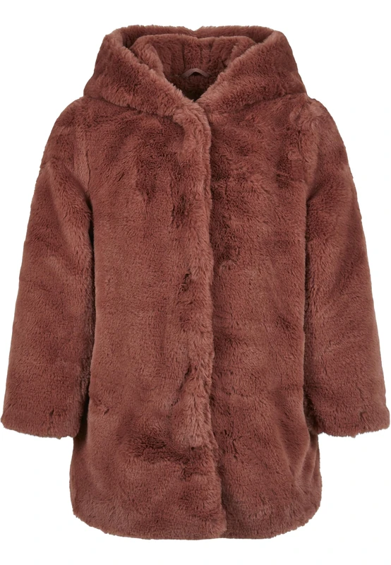 Urban Classics Girl's Hooded Teddy Coat Jacket, darkrose, 158/164