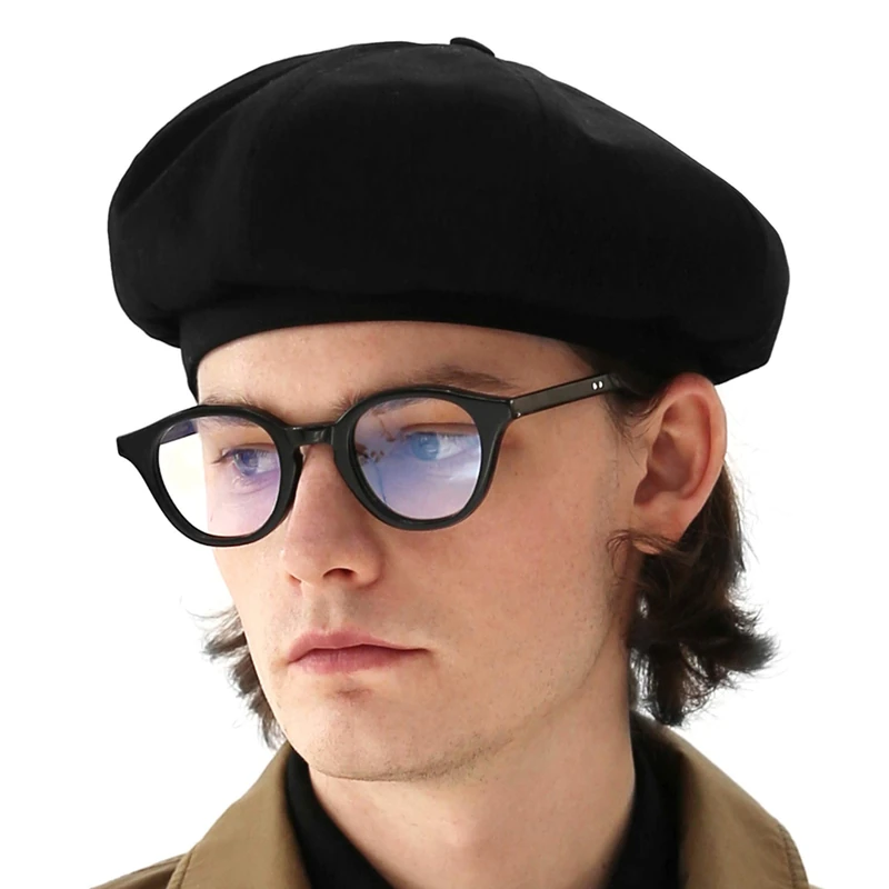 UNDERCONTROL French Artist Casual Adjustbale Strap Military Cotton Classic Painter Size Adjust Beret Hat Unisex Hunting Newsboy Cap (Black)