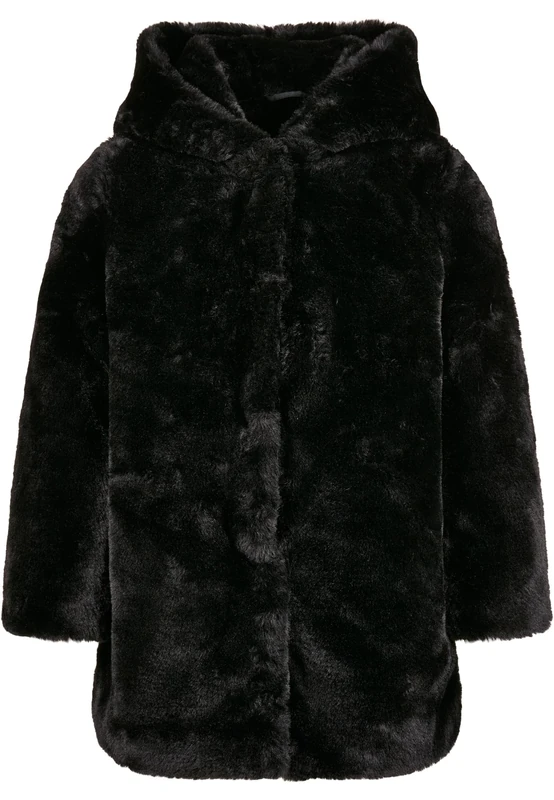 Urban Classics Girl's Hooded Teddy Coat Jacket, Black, 146/152