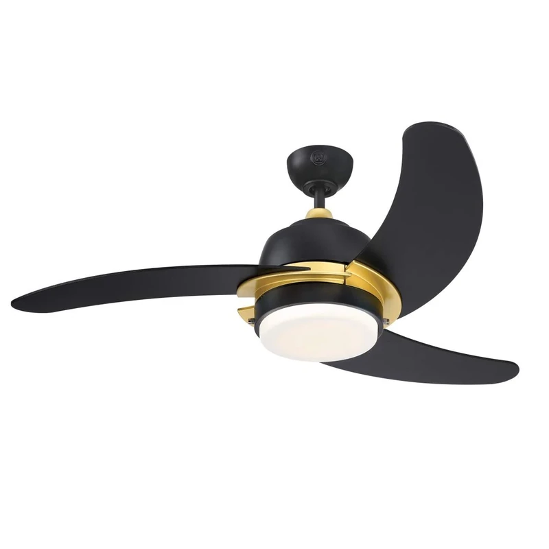 Westinghouse Lighting 73041 Simone, Modern LED Ceiling Fan with Light, 122 cm, Matte Black with Gold Accents, Opal Frosted Glass