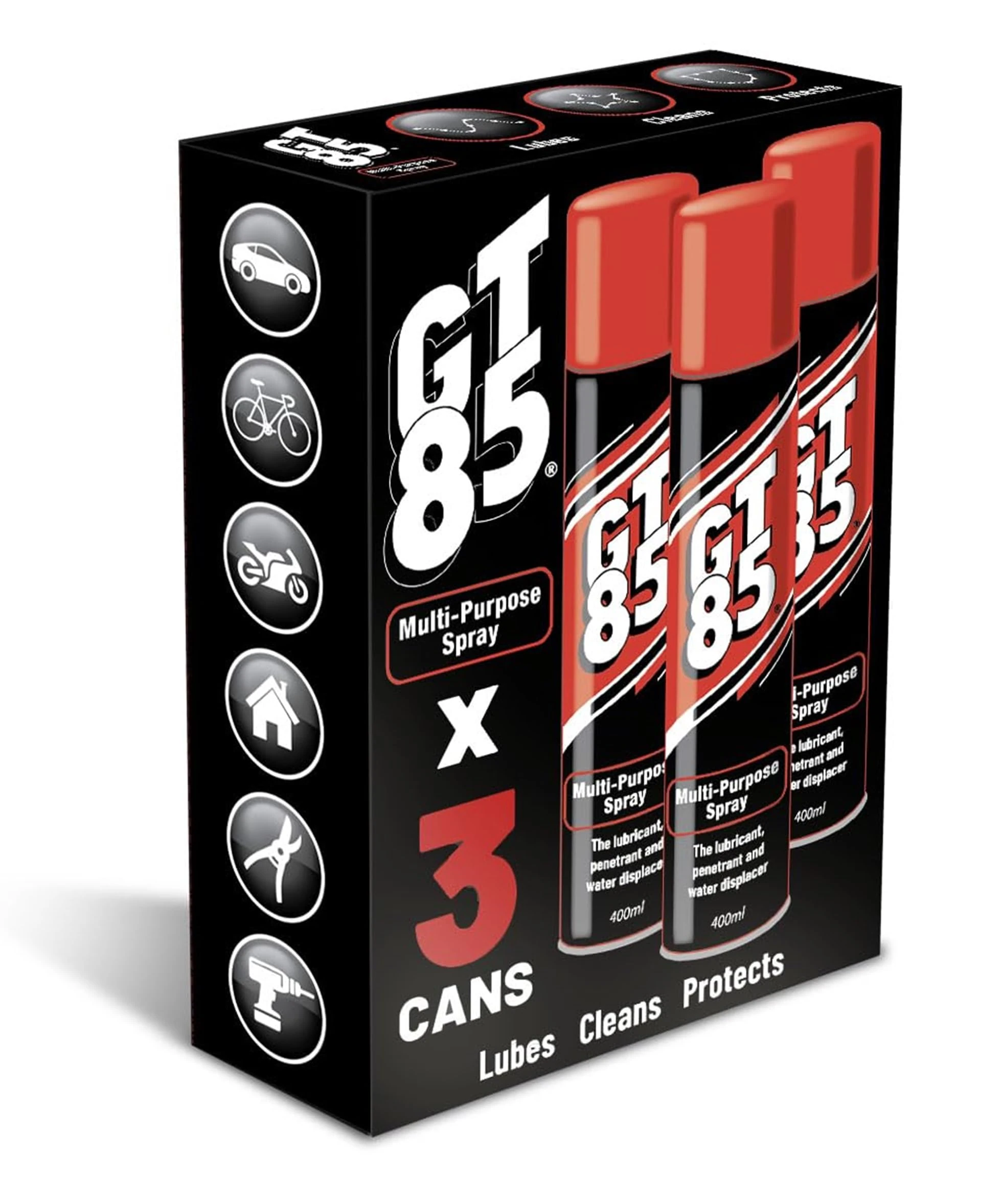 GT85 Triple Pack: Lubricates, Cleans & Protects Metal/Composite, Rust Defense, Stuck Parts Ease, Shine Restore, Squeak Eliminate, Moisture Disperse