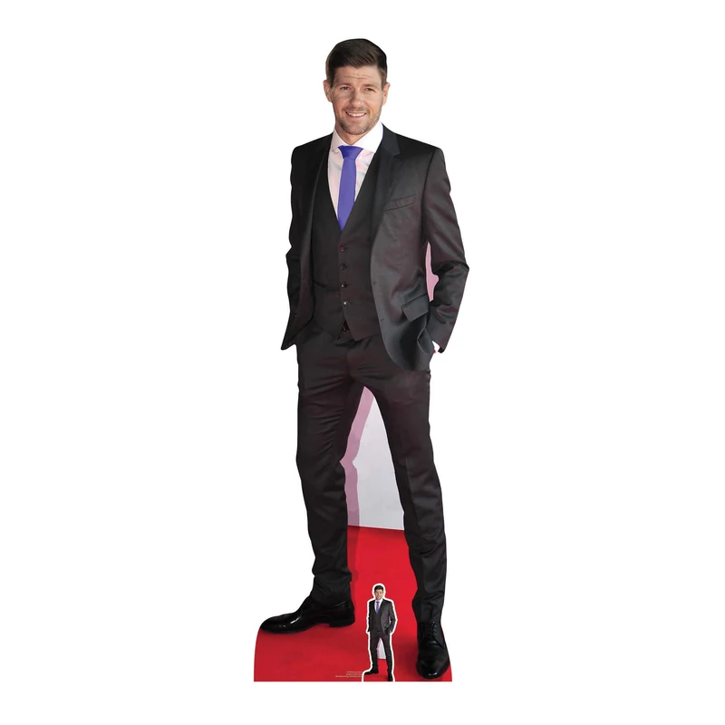 Star Cutouts CS899 Steven Gerrard Blue Tie Lifesize Cardboard Cutout with Mini 184cm – Football Legend Display, Party Decoration & Collector Gift