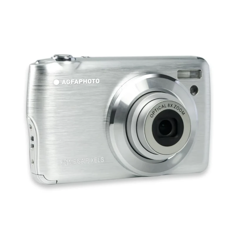 AGFA PHOTO Realishot DC8200 - Appareil Photo Numérique Compact Cam, 21MP, Vidéo Full HD, Ecran LCD 2.7'', Zoom Optique 8X, Batterie Lithium, Carte SD 16GB et Sacoche Incluse - Silver