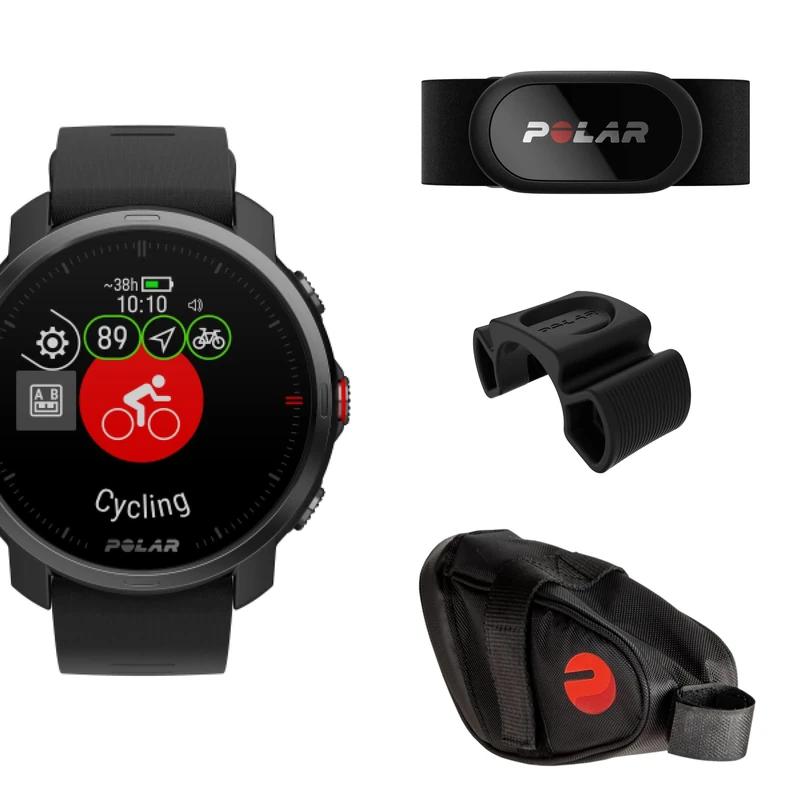 Polar Unisex Premium outdoorwatch cycling bundle, Black, M/L - Image 1