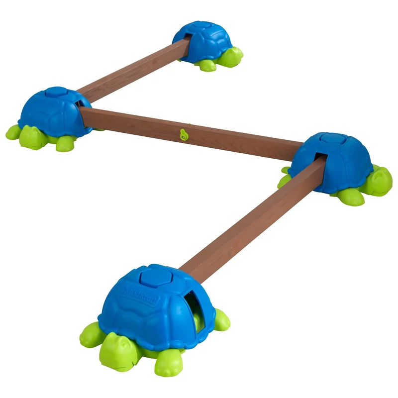 KidKraft Turtle Totter Wooden Adjustable Balance Beam for Toddlers with Squeaky Turtle Stepping Stones and Wobble Board for Kids, Indoor and Outdoor Play Equipment for Children, 20080