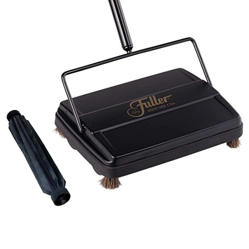 Fuller Brush Electrostatic Carpet & Floor Sweeper with Additional Rubber Rotor - 9" Cleaning Path - Lightweight - Ideal for Crumby & Wet Messes - Works On Carpets & Hard Floor Surfaces (Black) - Image 1