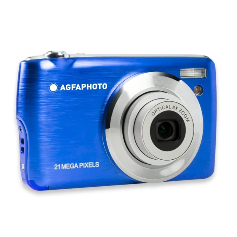 AGFA PHOTO Realishot DC8200 - Appareil Photo Numérique Compact Cam, 21MP, Vidéo Full HD, Ecran LCD 2.7'', Zoom Optique 8X, Batterie Lithium, Carte SD 16GB et Sacoche Incluse - Bleu