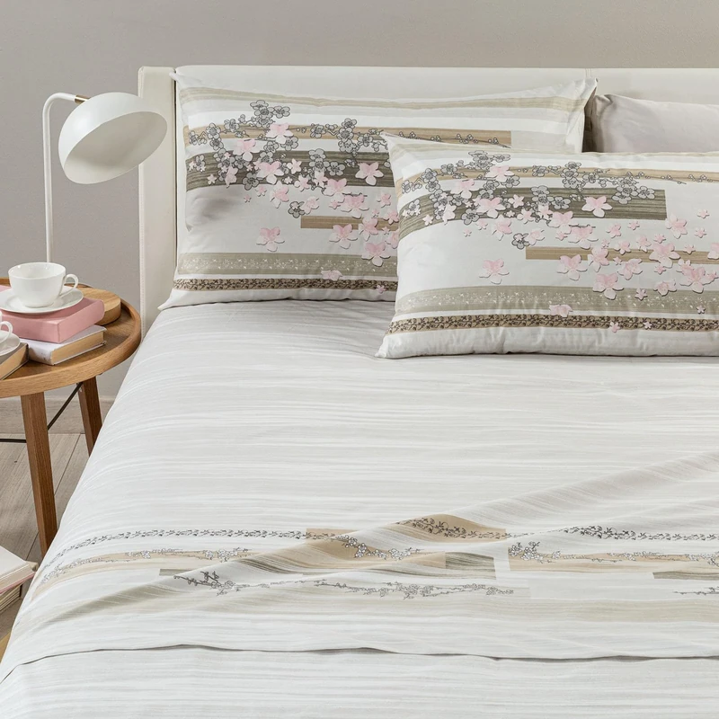 Caleffi - Double Bed Set with Double Bed Sheets 100% Cotton 240 x 280 cm, Double Fitted Sheet 180 x 200 cm for Mattress 25 cm High, 2 Pillow Cases for Bed 50 x 80 cm