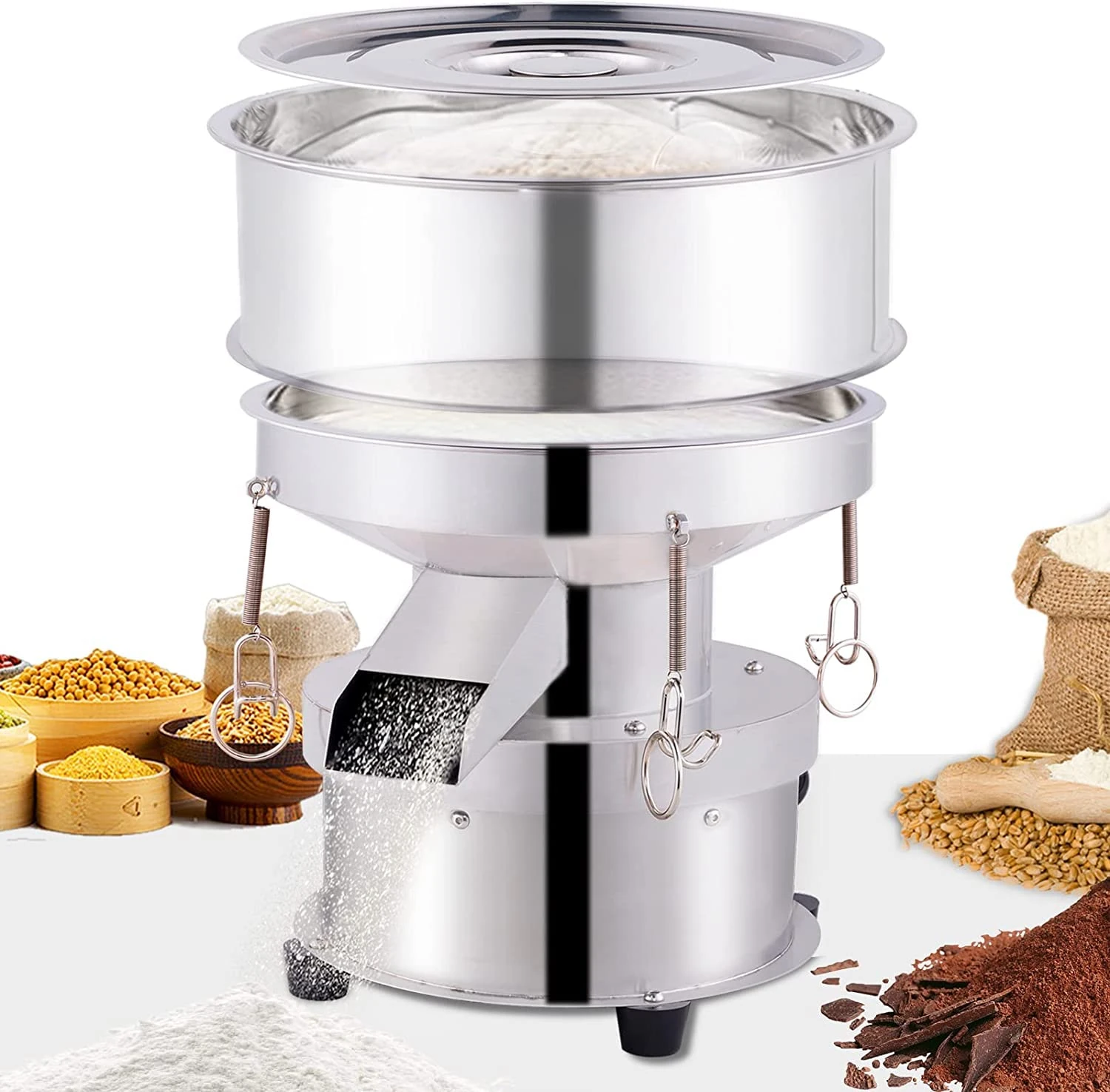 YUCHENGTECH Vibrating Sieve Stainless Steel Electric Sieve Machine φ300mm Professional Powder Sieve Machine 1350RPM Automatic Sieve Shaker for Powder Particles Liquid Large Processing Capacity