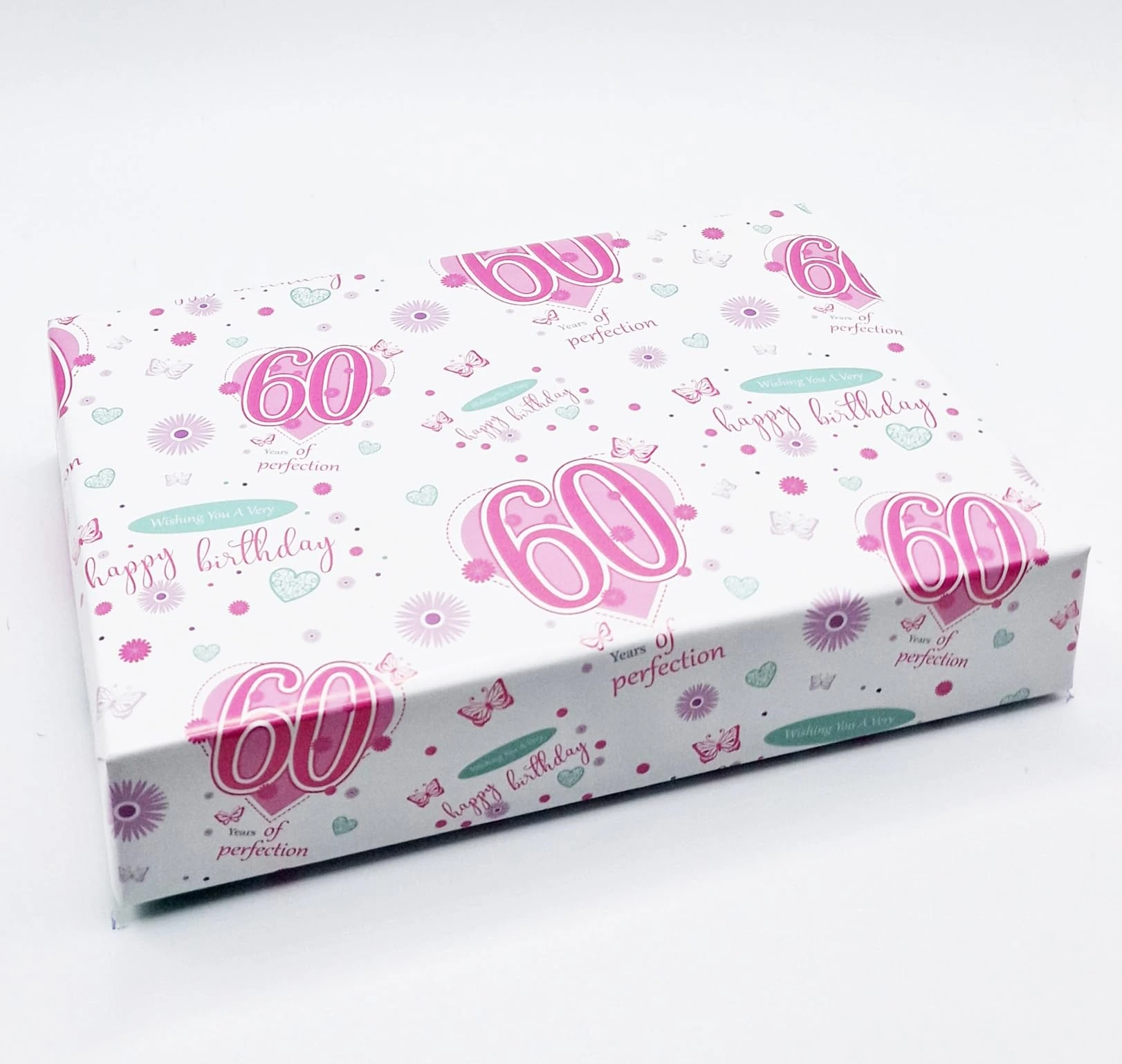 2 Sheets + 2 Gift Tags 60th Birthday Wrapping Paper Age 60 Birthday Pink Gift Wrap Female (AWP)